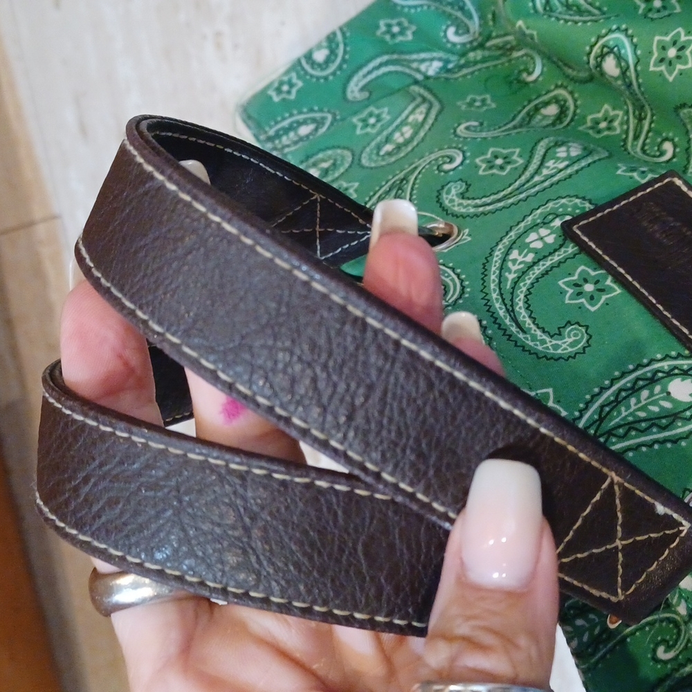 Neiman Marcus Green Paisley Tote Bag - Picture 4 of 7